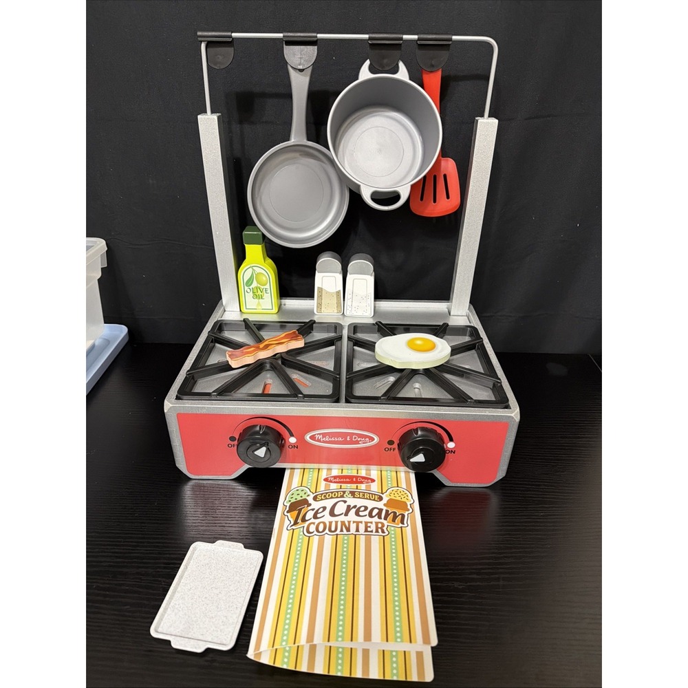Melissa & Doug Deluxe Wooden Cooktop Set Wooden Play Food